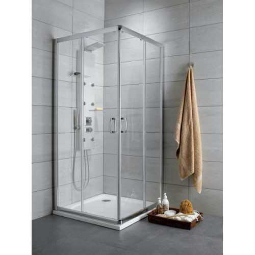 Radaway Premium Plus C szögletes zuhanykabin 100x100 króm keret, barna üveg