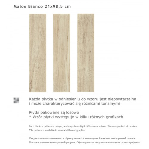 Paradyz Ceramika Maloe Bianco 21,5x98,5 gres padlólap