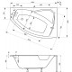 Besco Rima 140x90 akril aszimmetrikus kád, jobbos
