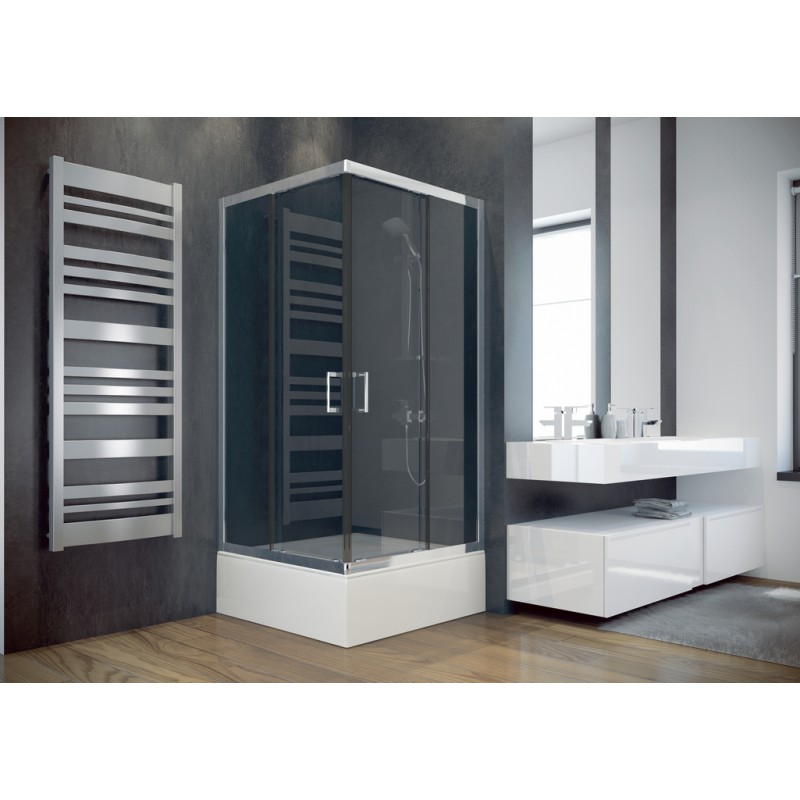 Besco Modern 165 szögletes zuhanykabin 90x90 króm keret, grafit üveg