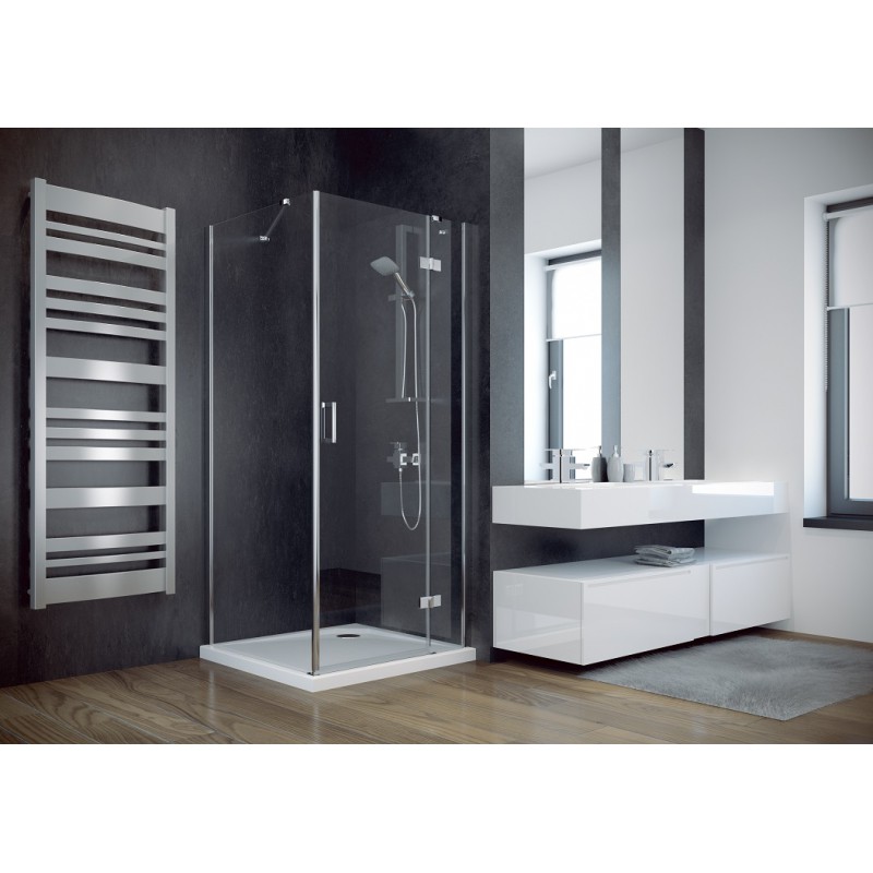 Besco Viva195 szögletes zuhanykabin 90x90 króm keret, átlátszó üveg, 1 ajtós (jobb)