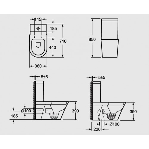 Arezzo Indiana AR-102 monoblokkos WC, mély öblités, variálható kifolyás