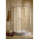 Radaway Classic A íves zuhanykabin 80x80, króm keret, barna üveg