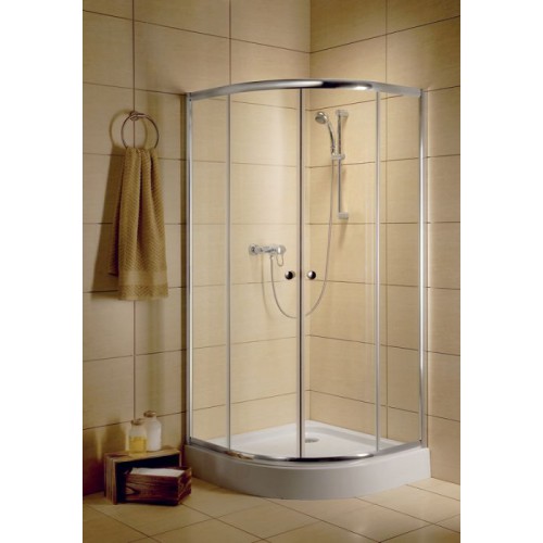 Radaway Classic A íves zuhanykabin 80x80, fehér keret, barna üveg