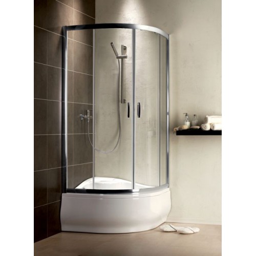 Radaway Premium Plus A 1700 íves zuhanykabin 80x80, króm keret, barna üveg