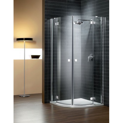 Radaway Almatea PDD íves zuhanykabin 90x90, króm keret, barna üveg